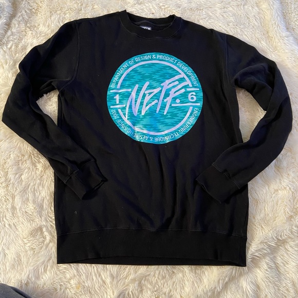 Neff sweatshirt black crew neck medium oversized - Picture 1 of 2